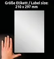Produktbild: AVERY Zweckform Typenschildetiketten 210,0 x 297,0 mm L6013-8