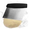Produktbild: COM-FOUR® Premium Teigspatel, Teigkarte, Teigabstecher aus Edelstahl, Teigschneider mit Kunststoffgriff, Teigschaberkante, rechteckiger Dough-Cutter, Küchenspachtel (1 Stück - silberfarben - eckig)