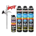 Produktbild: Isolbau B2 Dämmstoffkleber SET - 3 x 750 ml Perimeterkleber, 1 x PU-Schaum-Reiniger & 1x Schaumpistole für EPS & XPS-Platten - 1K PU-Klebeschaum für Dämmung und Isolieren
