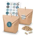 Produktbild: Adventskalender Bastelset S5 braune Tüten inkl Sticker Blautöne u Holzkammern