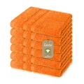 Produktbild: Lavea 6er Set Seiflappen, 6 x Seiftuch, Orange, 30 x 30 cm Premium Frotteeserie Bali | GOTS Zertifiziert, 100% Bio Baumwolle