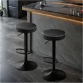 Produktbild: STOOLINK Barhocker 2er Set Höhenverstellbar Mikrofaser-Leder Drehbar Schwarz