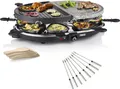 Produktbild: Raclette Gerät heißer Stein Natursteingrill Grillplatte für 8 Personen & Gabeln