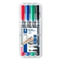 Produktbild: Staedtler Lumocolor duo 348 WP4 permanent marker, 4 Stück in aufstellbarer Staedtler-Box , Schwarz, Blau, Grün, Rot, 1 Packung