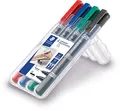 Produktbild: Staedtler® Permanentmarker Lumocolor® 348 duo, Rundspitze, 0,6/1,5 mm, Schreibfarbe: 4er sortiert (4 Stück), Sie erhalten 1 Packung á 4 Stück