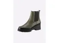 Produktbild: Stiefelette HEINE, Damen, Gr. 35, schwarz (khaki, schwarz), Glattleder, Leder, Rindsleder, Schuhe Stiefelette