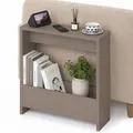 Produktbild: Beistelltisch mit integriertem Magazinhalter| kompakter Beistelltisch für Wohnzimmer und Büro| platzsparender End Table für kleine Räume| Magazinaufbewahrung| 20 x 55 x 60 cm (Helles Mokka)