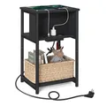 Produktbild: VASAGLE Beistelltisch, Nachttisch mit Steckdose, schmal, 2 AC-Anschlüsse, 2 USB-Anschlüsse, 30 x 34 x 58 cm, für Wohnzimmer, Schlafzimmer, schwarz LET375B02