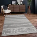 Produktbild: Outdoor Teppich Flachgewebe modern Boho Ethno wetterfest Außenbereich 133x190 cm, Grau 4 - Paco Home