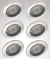 Produktbild: Trango 6er Set 6729-069-5WAK IP23 LED Einbaustrahler Alu gebürstet inkl. 6x 5 Watt GU10 LED Leuchtmittel 3000K warmweiß & GU10 Fassung, Einbauleuchte, Badleuchte, Deckenleuchte, Deckenstrahler