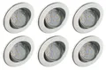 Produktbild: TRANGO LED Einbauleuchte, 6er Set 6729-069-5WAK IP23 LED Einbaustrahler Aluminium gebürstet inkl. 6x 5 Watt GU10 LED Leuchtmittel 3000K warmweiß & GU10 Fassung, Badleuchte, Deckenleuchte, Deckenstrahler