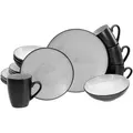 Produktbild: Creatable Kombiservice Malmö, Schwarz, Grauweiß, Keramik, 16-teilig, Abstraktes, 300 ml, lebensmittelecht, stapelbar, Essen & Trinken, Geschirr, Geschirr-Sets, Kombiservice