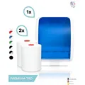 Produktbild: SET: Handtuchrollenspender Autocut, Blanc Cosmos verschied. Farben + 2 Handtuchrollen PREMIUM TAD - PRODUKTSET