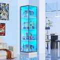 Produktbild: BROTTAR Eckschrank mit LED Beleuchtung, stilvoller Glasschrank in zeitlosem Weiß, dekorativ und funktional