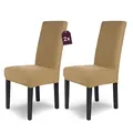 Produktbild: SCHEFFLER-Home Stuhlhussen Stretch Luna/Stuhlhussen Beige 2er Set/elastische Flanell Stuhlabdeckungen/Stuhlhussen Schwingstühle/Hussen Stuhl Überzieher mit Gummiband/Stuhlhussen Samt