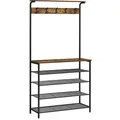 Produktbild: VASAGLE Garderobenbank mit Haken und Schuhrost HSR408B01 braun, schwarz Metall 80,0 cm