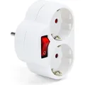 Produktbild: Steckdosen-Adapter mit Schalter und 2 Schuko Stecker Mehrfachstecker Mehrfachsteckdose Zwischenstecker - Weiß