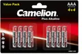 Produktbild: 8 Camelion AAA Plus Alkalisch batteries LR03 MN2400 AM4 E92 1.5V 8BL Exp 2026
