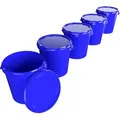 Produktbild: Fixedbyu - 5x Hobbock Eimer mit Deckel 31,5 l, Lebensmittelecht Blau