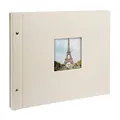 Produktbild: goldbuch 28823 Schraubalbum mit Bildausschnitt, Bella Vista, 39x31 cm, Fotoalbum mit 40 weiße Seiten mit Pergamin-Trennblättern, Album erweiterbar, Fotobuch aus Leinen, Sandgrau