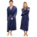 Produktbild: Blumtal Bademantel Damen und Herren - kuschelig weicher Fleece Bademantel mit Kapuze & praktischen Fronttaschen, ® , Größe S, Farbe Dunkelblau - Dunkelblau - S