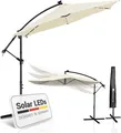 Produktbild: Juskys Ampelschirm Brazil 300 cm mit LED, UV-Schutz & Kurbel - Grau Creme