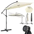 Produktbild: Juskys Ampelschirm Brazil 300 cm LED Beleuchtung Solar & Kurbel - UV-Schutz wasserabweisend knickbar - Sonnenschirm Marktschirm grau/creme