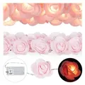 Produktbild: 2 x Rosen Lichterkette, 20er LED Lichterkette Batterie, Hochzeit, Verlobung & Valentinstag, warmweiß, Deko, rosa - Rosa