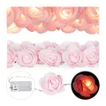 Produktbild: Relaxdays 2 x Rosen Lichterkette, 20er LED Lichterkette Batterie, Hochzeit, Verlobung & Valentinstag, warmweiß, Deko, rosa