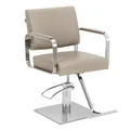 Produktbild: Friseurstuhl mit Fußstütze höhenverstellbar Barber-Stuhl 200 kg beige/silbern