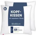 Produktbild: 2er Set Blumtal Kopfkissen 80x80 – orthopädische Nackenstützkissen – anpassbar, , Mikrofaser, waschbar, für Allergiker & Seitenschläfer - Weiß