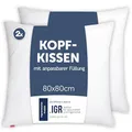 Produktbild: Blumtal Kopfkissen 80x80 cm 2er Set - Nackenkissen mit anpassbarer Füllung - 100% Mikrofaser & waschbar bis 95 Grad - höhenverstellbares Kissen