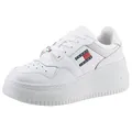 Produktbild: Tommy Jeans TJW RETRO BASKET FLATFORM ESS Plateausneaker mit Logoschriftzug in der Sohle, Freizeitschuh, Halbschuh, Schnürschuh weiß 41 EU