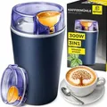 Produktbild: Elektrische Kaffeemühle, Kaffeemühle mit Edelstahl Schlagmesser, Keramikmahlwerk Unterwegs Einstellbarer Grobheit, Edelstahlschlagmesser Retoo - Blau