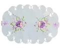 Produktbild: matches21 HOME & HOBBY Tischdeckchen Elke 30 x 45 cm oval edle Stickerei mit lila Stiefmütterchen & Cutwork aus Polyester