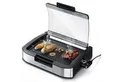 Produktbild: Arendo Tischgrill Gourmet Elektrogrill mit Glasabdeckung, Edelstahl, mit 5 Stufen, 1800 W, Antihaftbeschichtung, Temperaturregelung, für Balkon, Garten & Indoor