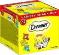 Produktbild: DREAMIES Katzensnacks - 12x60g - mit Huhn, Käse und Lachs - Traumhaft knusprige Katzen Leckerlies mit zarter Füllung - Variety Snack Box