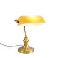 Produktbild: Qazqa - Klassisch I Antik Klassische Notarlampe Bronze mit Braunglas - Banker I Wohnzimmer I Schlafzimmer - Länglich - LED geeignet E27