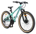 Produktbild: BIKESTAR Kinder Jugend Mountainbike 24 Zoll ab 9 Jahre | 21 Gang Hardtail MTB Sport Scheibenbremse Federgabel | Mint Pink