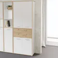 Produktbild: Forte KEFLAVIK Büroschrank 80 90, moderner Büroschrank mit 4 Türen und 2 Schubladen, Weiß|Artisan Eiche Holzdekor, 84,5 cm breit x 226,5 cm hoch x 41,5 cm tief