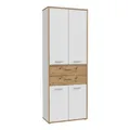 Produktbild: Büroschrank Aktenschrank 4 Türen 2 Schubladen Artisan Eiche Dekor Weiß 85x227 cm