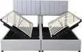 Produktbild: Polsterbett(180x200cm,Grau)hydraulisches Stauraumbett, hautfreundliches Leinen-Hochkastenbett, multifunktionales Doppelbett