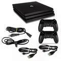 Produktbild: PS4 Pro Konsole Modell CUH-7116B 1TB in schwarz #52 mit 2 Controller und Kabeln
