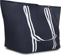 Produktbild: XXL Shopper Strandtasche – 100L große Freizeittasche für Familie & Urlaub – Robustes Leinenmaterial im maritimen Design – Mit Reißverschluss & Innenfach – Extra lange Schulterhenkel
