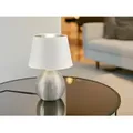 Produktbild: Reality Leuchten - Tischleuchte luxor Keramik mit Stoffschirm Weiß / Silber, Höhe 35cm