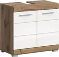 Produktbild: xonox.home Waschbeckenunterschrank Nox Oak Nachbildung Weiß Hochglanz Melamin 37x191x31 cm