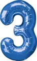 Produktbild: Amscan Anagram 2827901 Folienballon Zahl 3, Blau, 81,3 cm