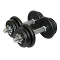 Produktbild: Sporttrend 24® Verstellbares Kurzhantel Set 10 kg, 15 kg, 20 kg, 30 kg, 40 kg | Hantelset, Hantel, Kurzhanteln mit Sternverschlüssen (Schwarz-Silber, Kurzhantel Set 15 kg + 2 Hantelstangen)