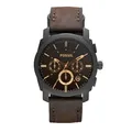 Produktbild: Fossil Machine uhr für Herren, Chronographenwerk mit Edelstahl- oder Lederarmband, Schwarz und Braun, 42MM