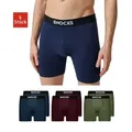 Produktbild: SNOCKS Boxershorts Enge Unterhosen mit längerem Bein Herren Männer (6-St., 6 Stück) aus Bio-Baumwolle, ohne kratzenden Zettel, bequem durch längeres Bein blau|rot 2XL